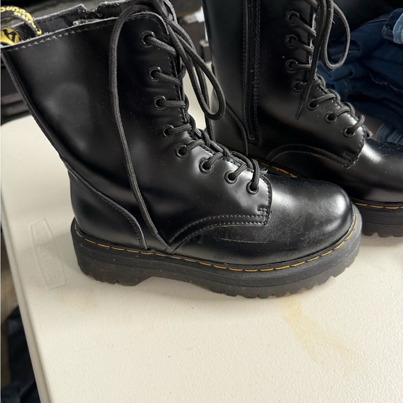 Black Lace-Up Combat Boots - Picture 1 of 5